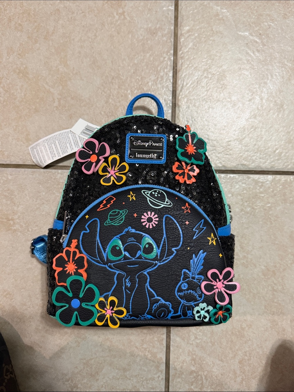 Loungefly Disney Stitch Black Sequin Backpack